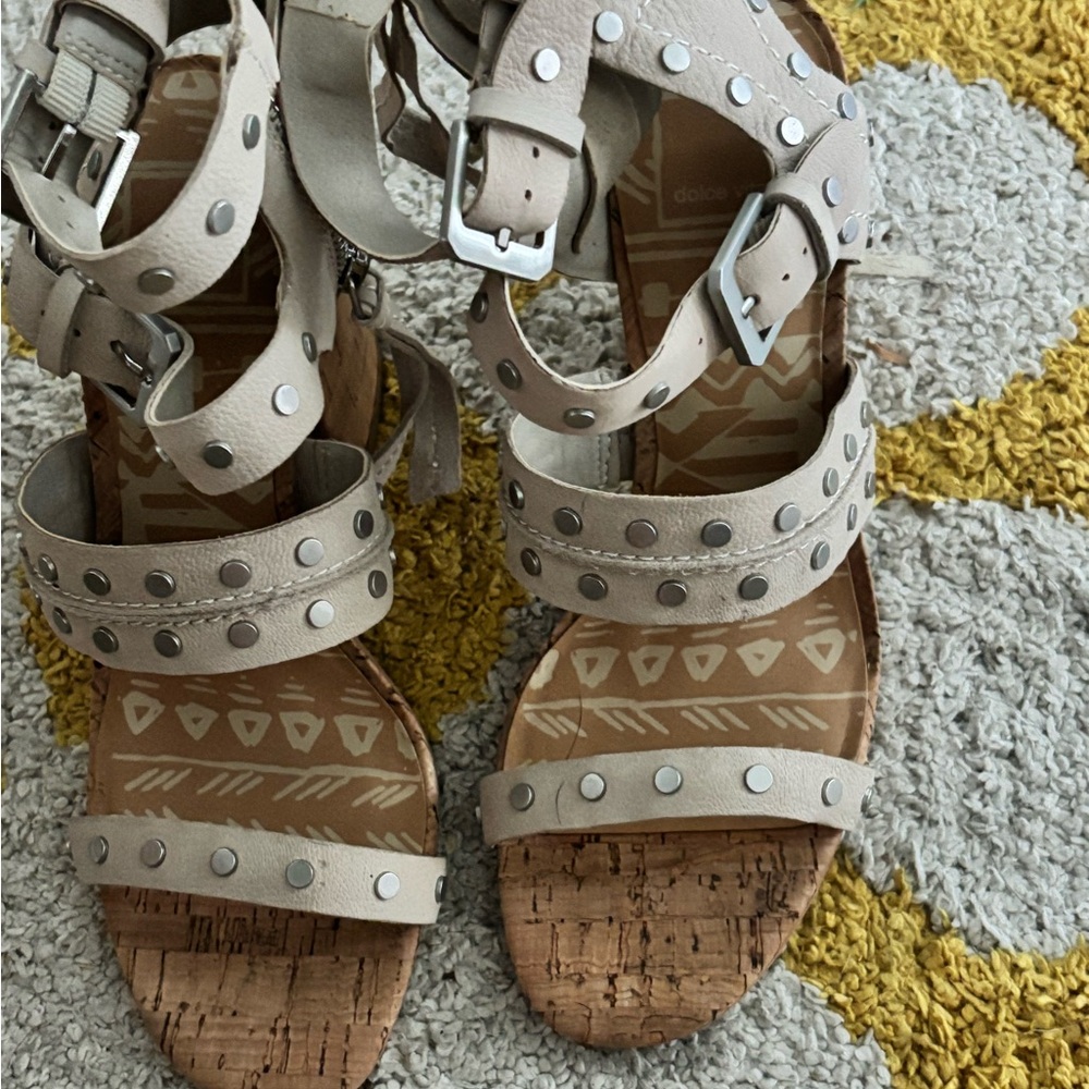 Dolce Vita Cream Gladiator Sandals with Studded Straps
